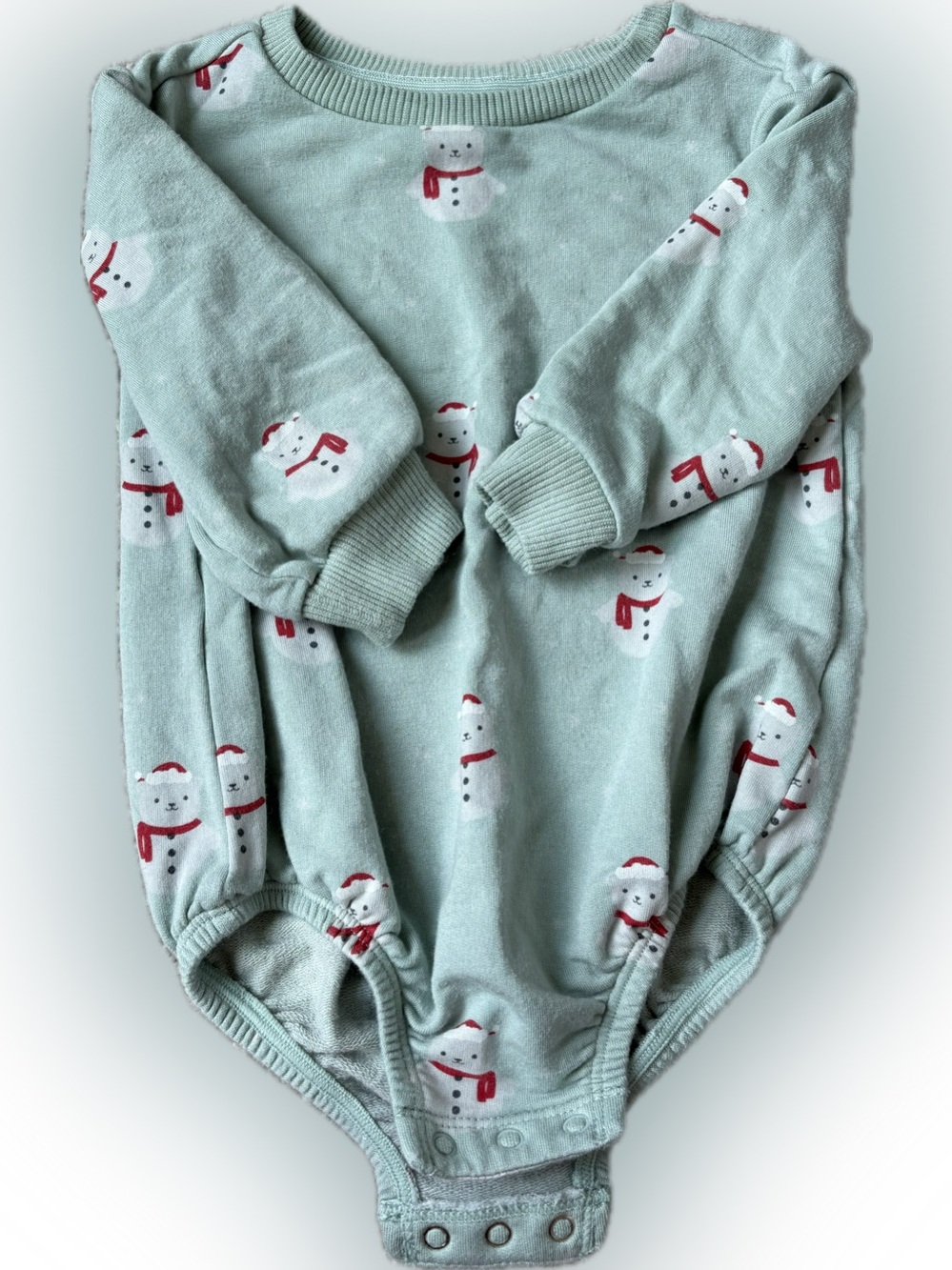 cloud island Mint Green Snowman One-Piece Bodysuit